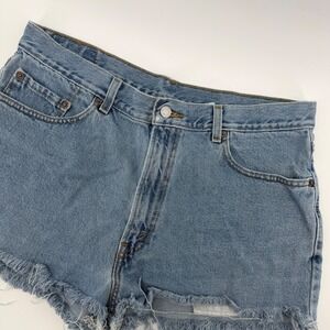 Levis 550 Denim Shorts Womens W36 Light Wash Relaxed Fit High Rise Cutoff Y2K
